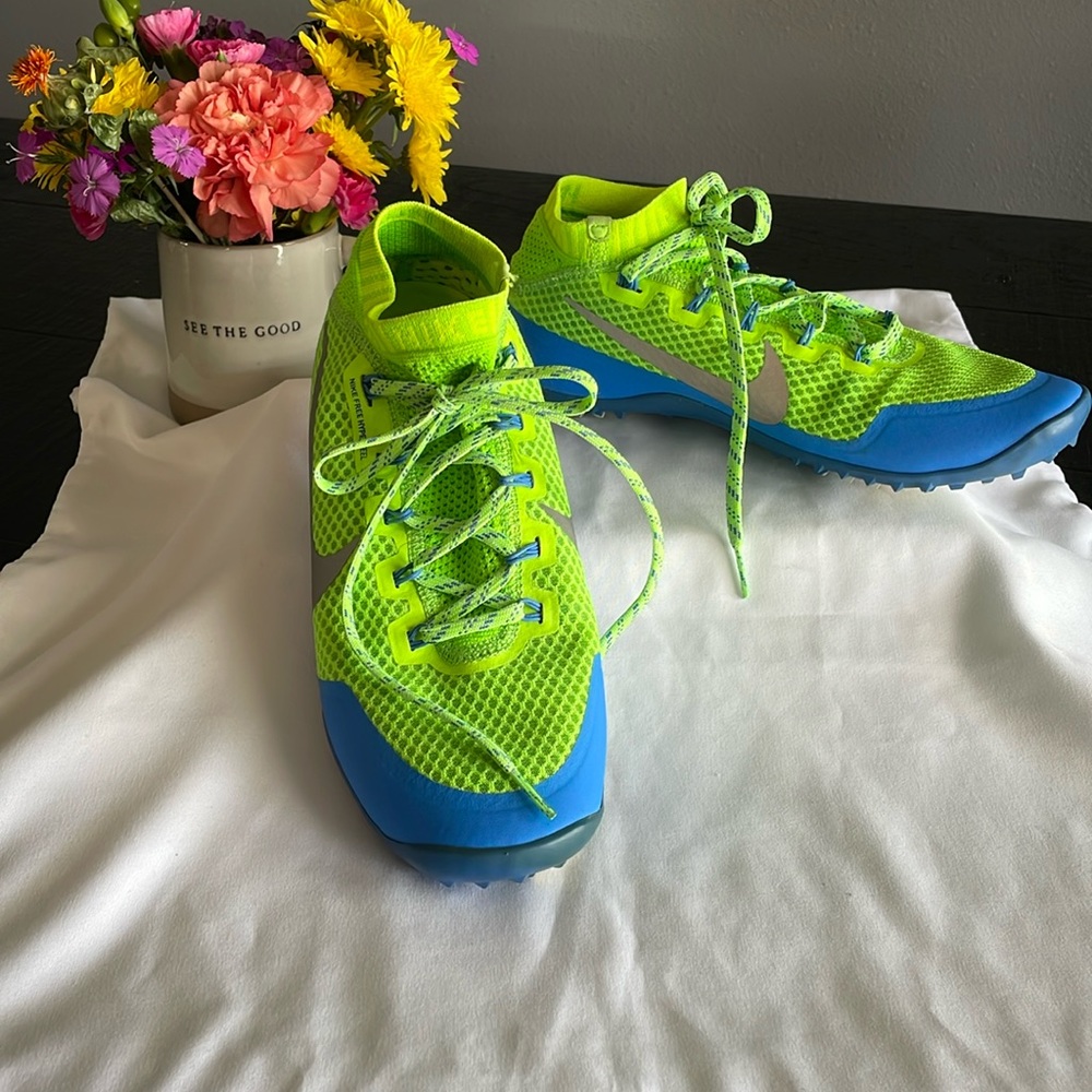 Women’s Nike Free Hyper Feel Trail Running Shoes Size 9.5 Green Blue EUC